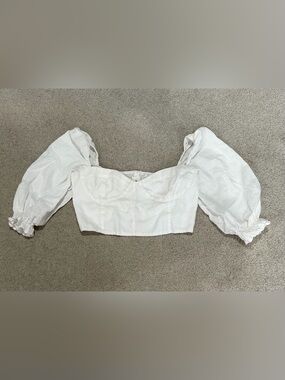 Aritzia Wilfred White Cropped Bustier Top, Women’s White Linen Size Medium